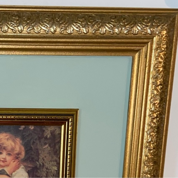 VINTAGE Gold wood framed ART print Fred Morgan “OVER THE GARDEN WALL” pears soap - Picture 5 of 11